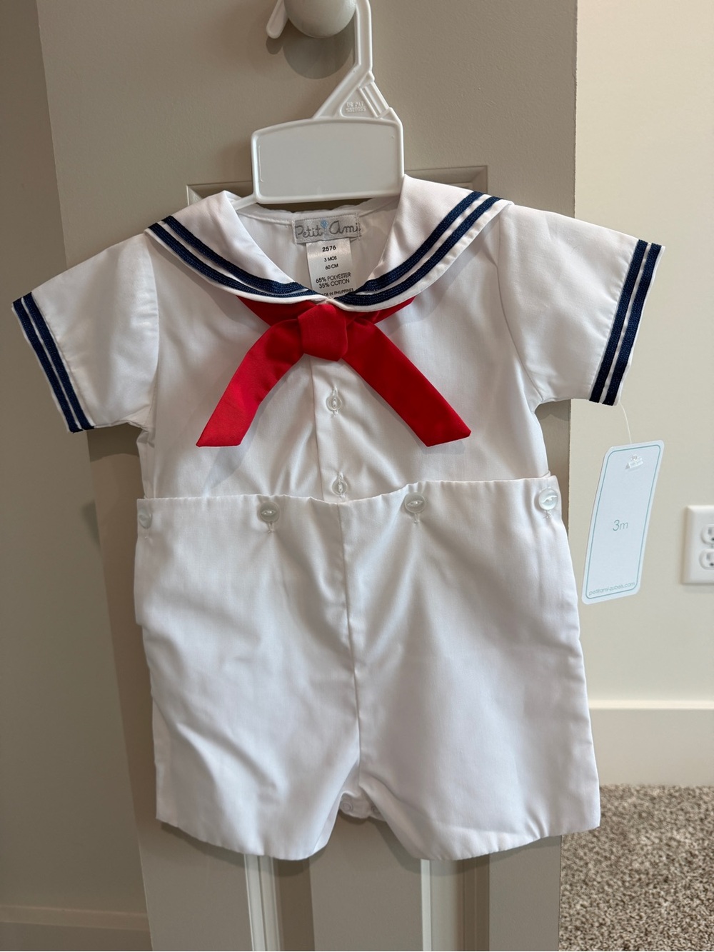 Petit Ami White Sailor Romper (NWT)